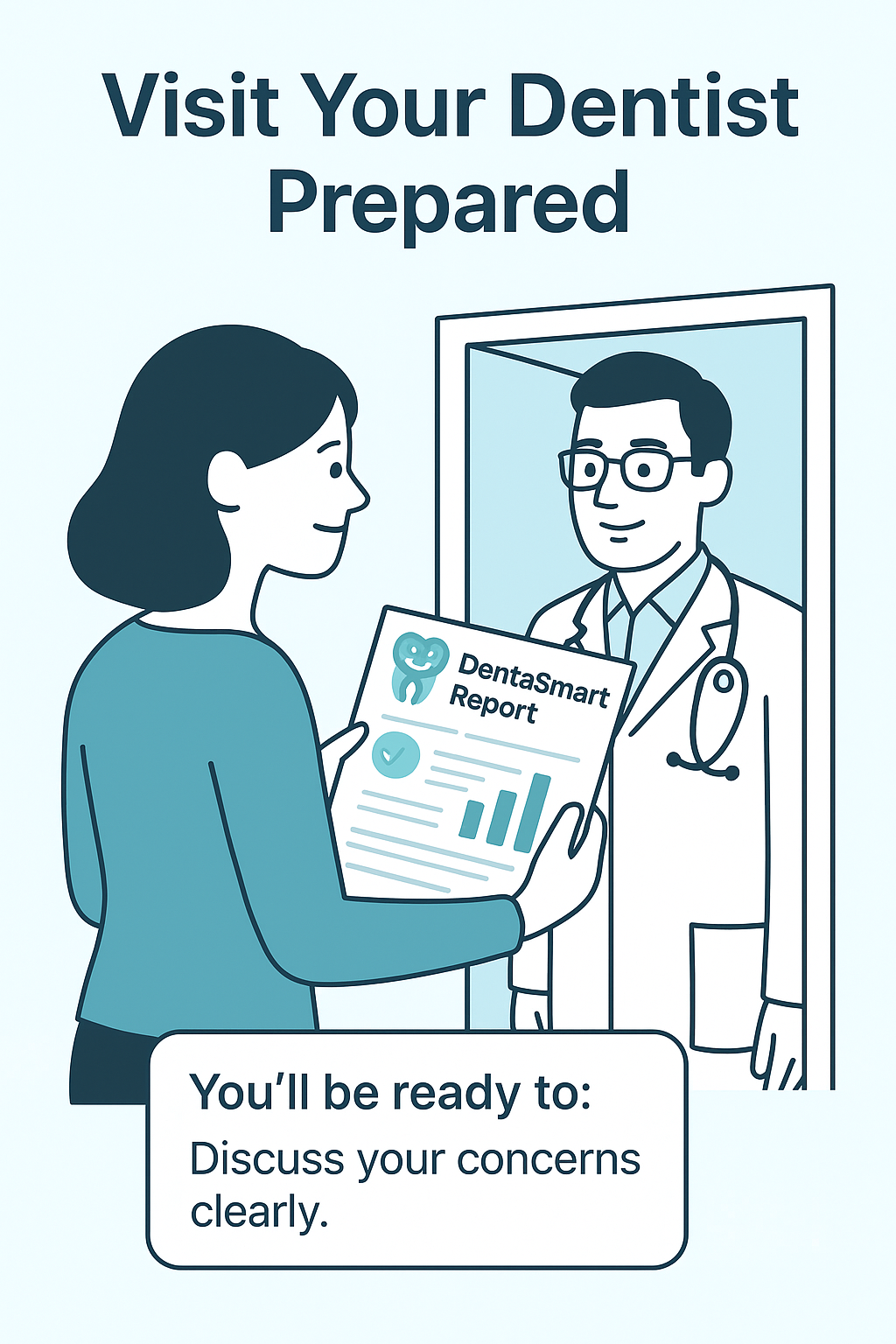 Patient and dentist having a collaborative conversation